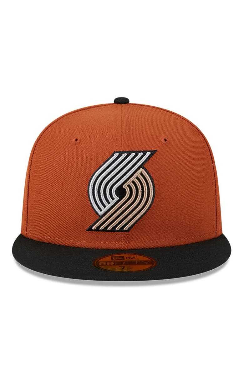 New Era Men's New Era Rust/Black Portland Trail Blazers Two-Tone 59FIFTY Fitted Hat, Alternate, color, 