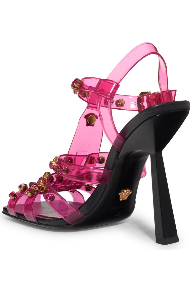 Versace Crystal Embellished Jelly Fisherman Sandal, Alternate, color,