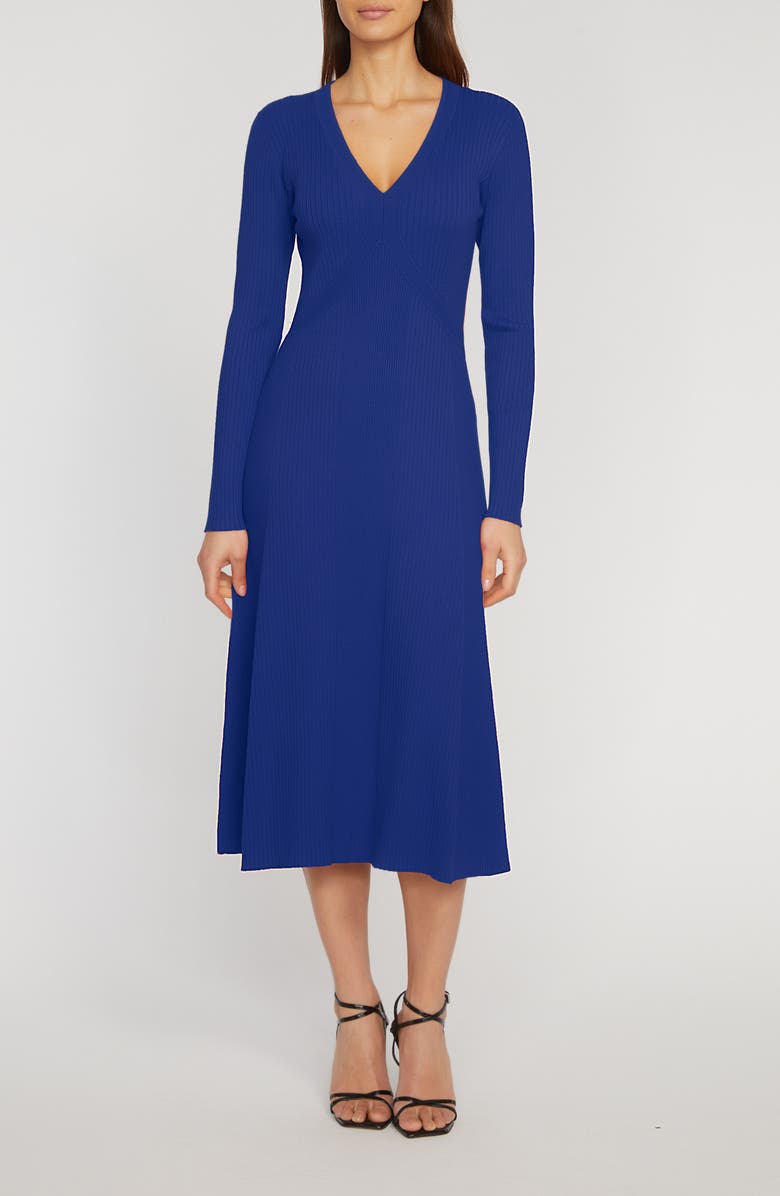 Elie Tahari The Vanessa Long Sleeve Rib Sweater Dress, Main, color, 