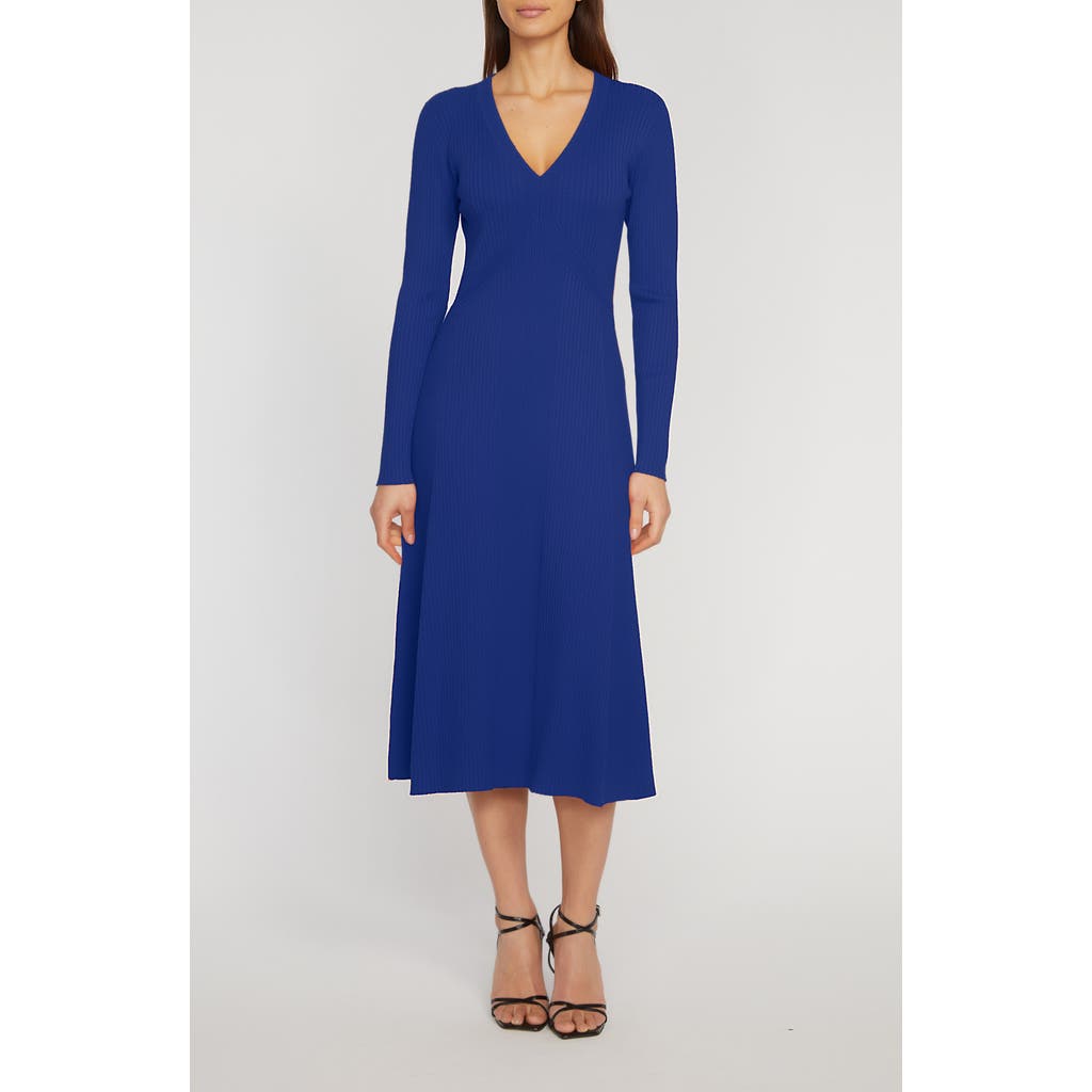 Elie Tahari The Vanessa Long Sleeve Rib Sweater Dress in Twilight