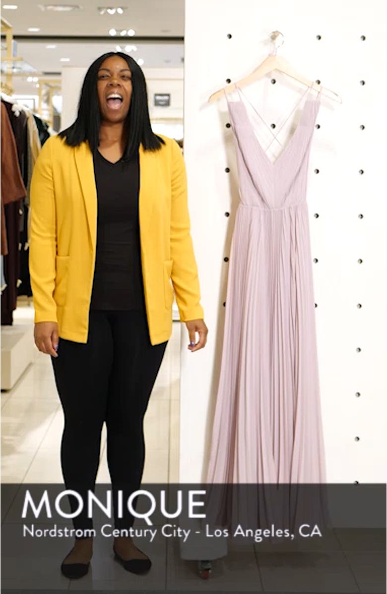 Strappy Back Pleated Chiffon Evening Dress, sales video thumbnail