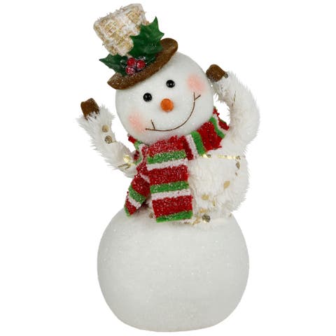 Smiling and Waving Snowman Christmas Figurine - 11.25"
