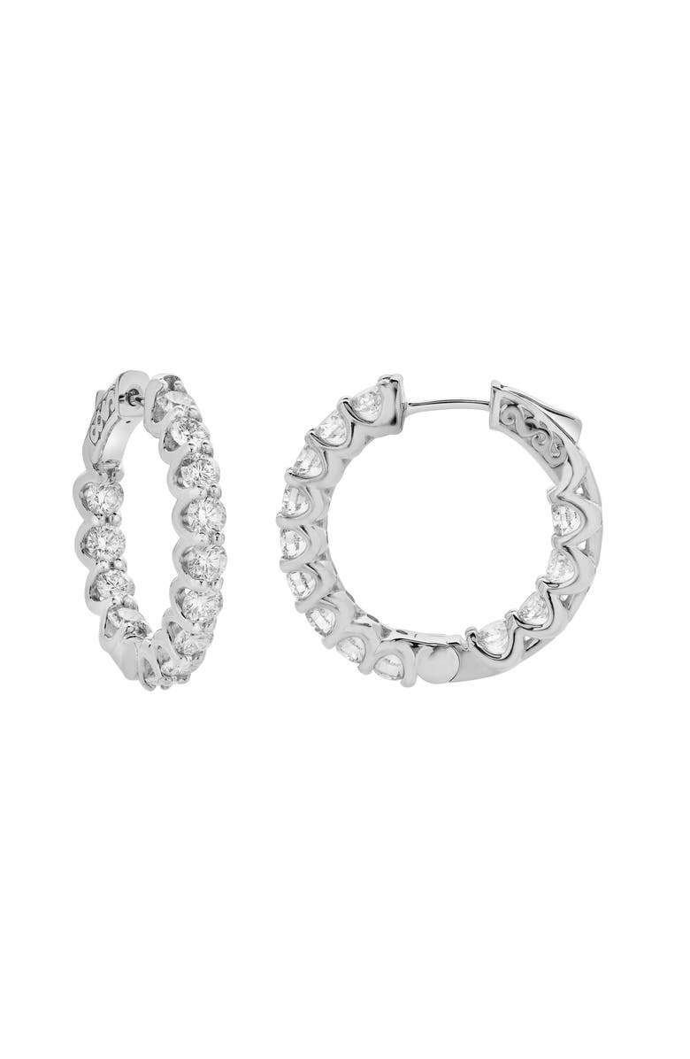 LuvMyJewelry Livia 14K White Gold Diamond HoopEarrings - 3.98 Cts, Main, color, 14K White Gold