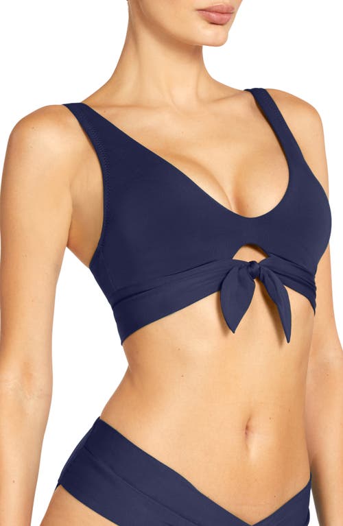 Robin Piccone Ava Knot Front Bikini Top In Navy