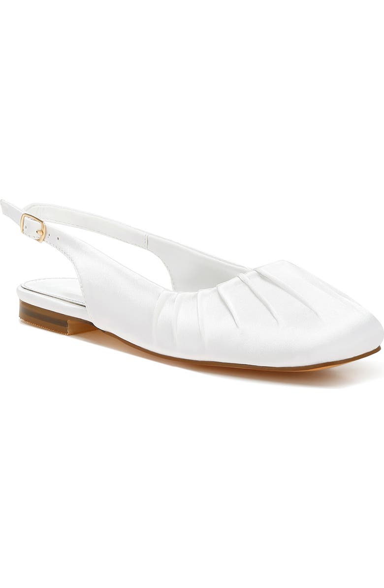 Rag & Co Cheeni Satin Slingback Flat, Main, color, White