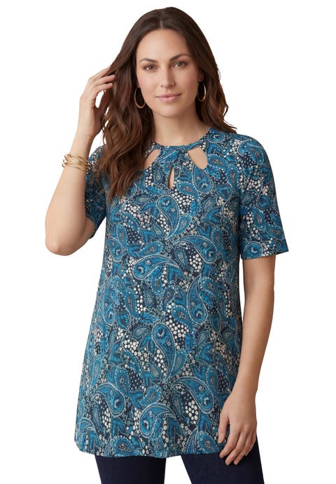 Stretch Knit Cutout Swing Tunic