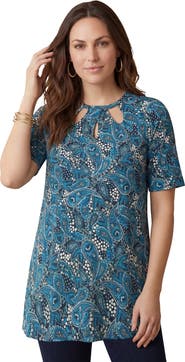 Jessica London Stretch Knit Cutout Swing Tunic