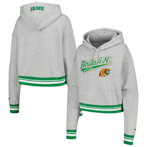 Women's Pro Standard Heather Gray Florida A&M Rattlers Script Tail Fleece Cropped Pullover Hoodie
