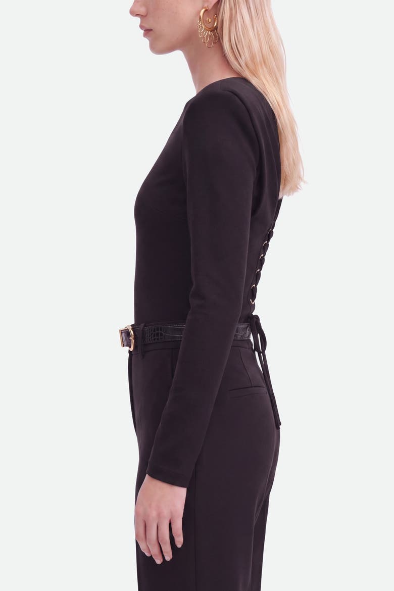 Belted Straight Leg Trousers, Alternate, color, Black