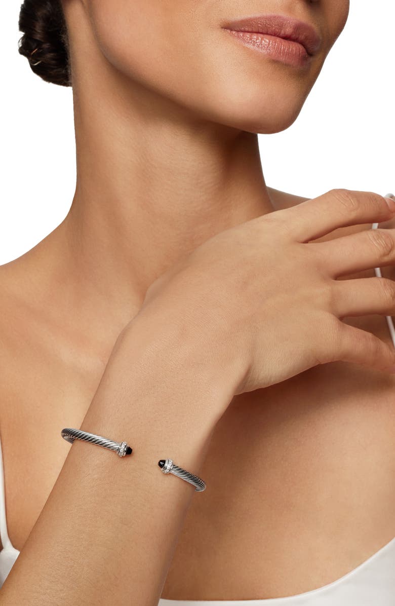 David Yurman Cable Classic Bracelet with Semiprecious Stones & Diamonds, 4mm, Alternate, color, Black Onyx