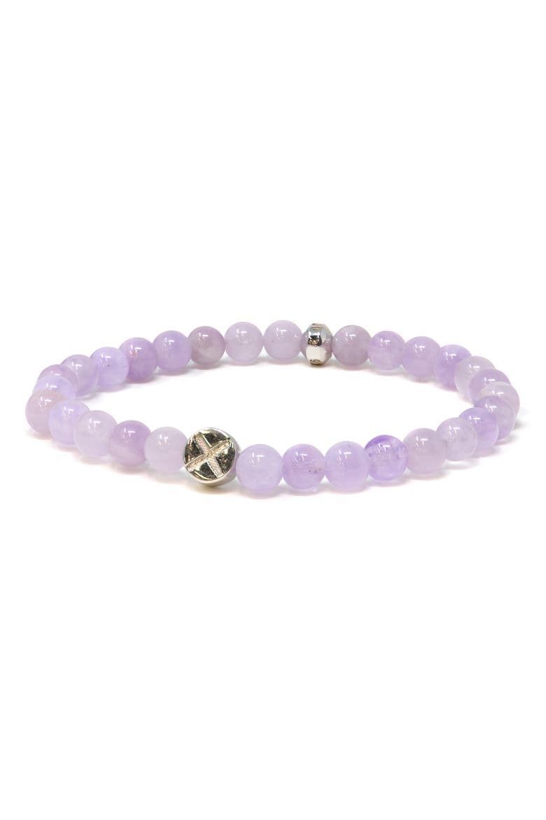 Jac + Jo Soul Amethyst Beaded Stretch Bracelet, Main, color, PURPLE