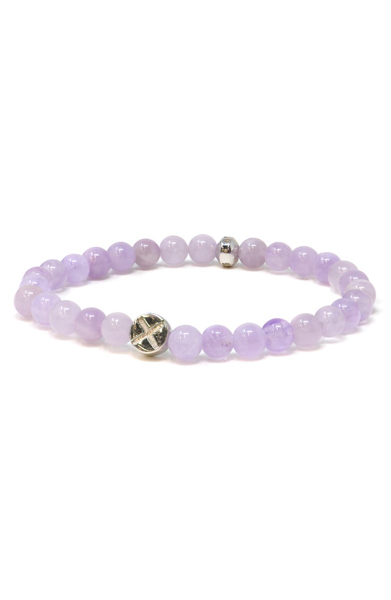 Anzie Jac + Jo Soul Amethyst Beaded Stretch Bracelet, Main, color, Purple
