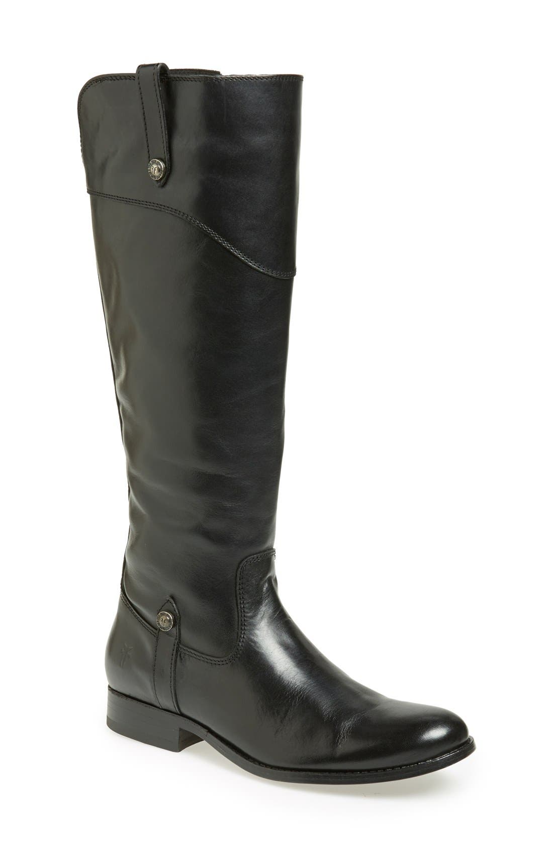 'Melissa Tab' Knee High Boot, Main, color, BLACK EXTENDED CALF LEATHER