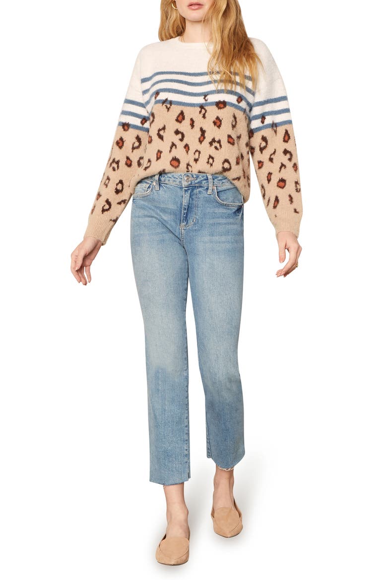 Cyndi Mixed Print Sweater, Alternate, color, MARSHMALLOW