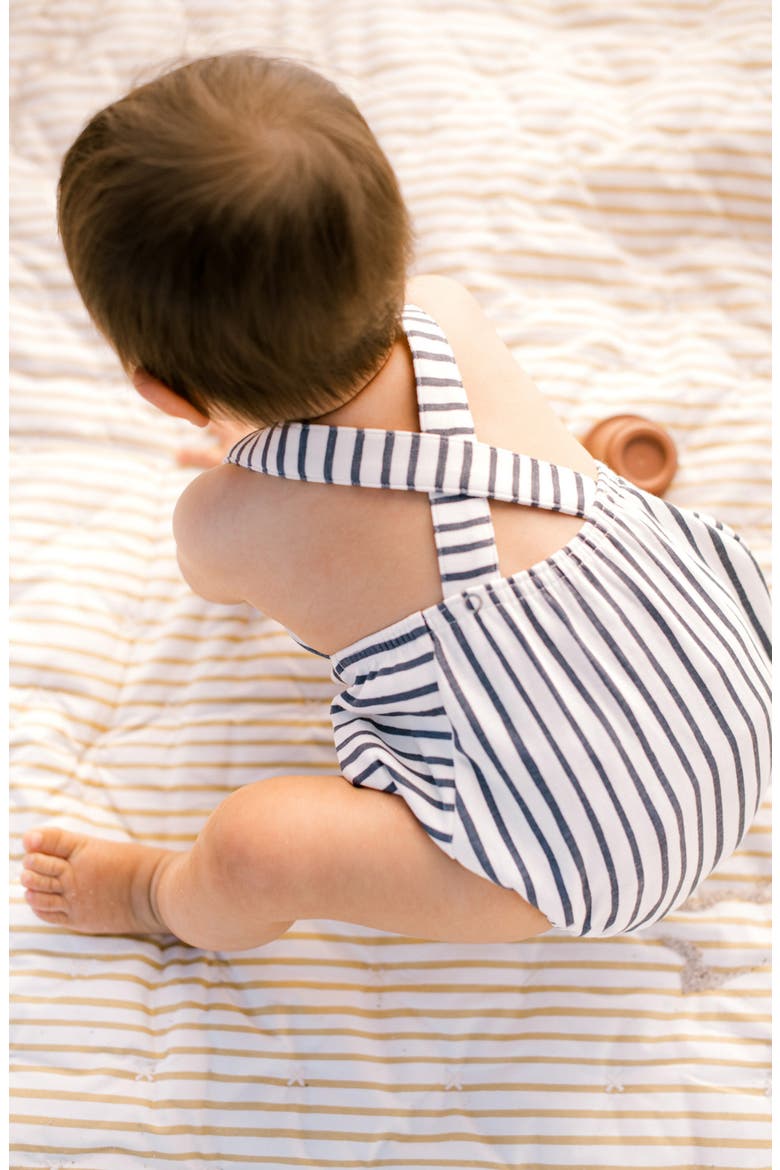 Crisscross Organic Cotton Bodysuit, Alternate, color, STRIPES AWAY INK BLUE