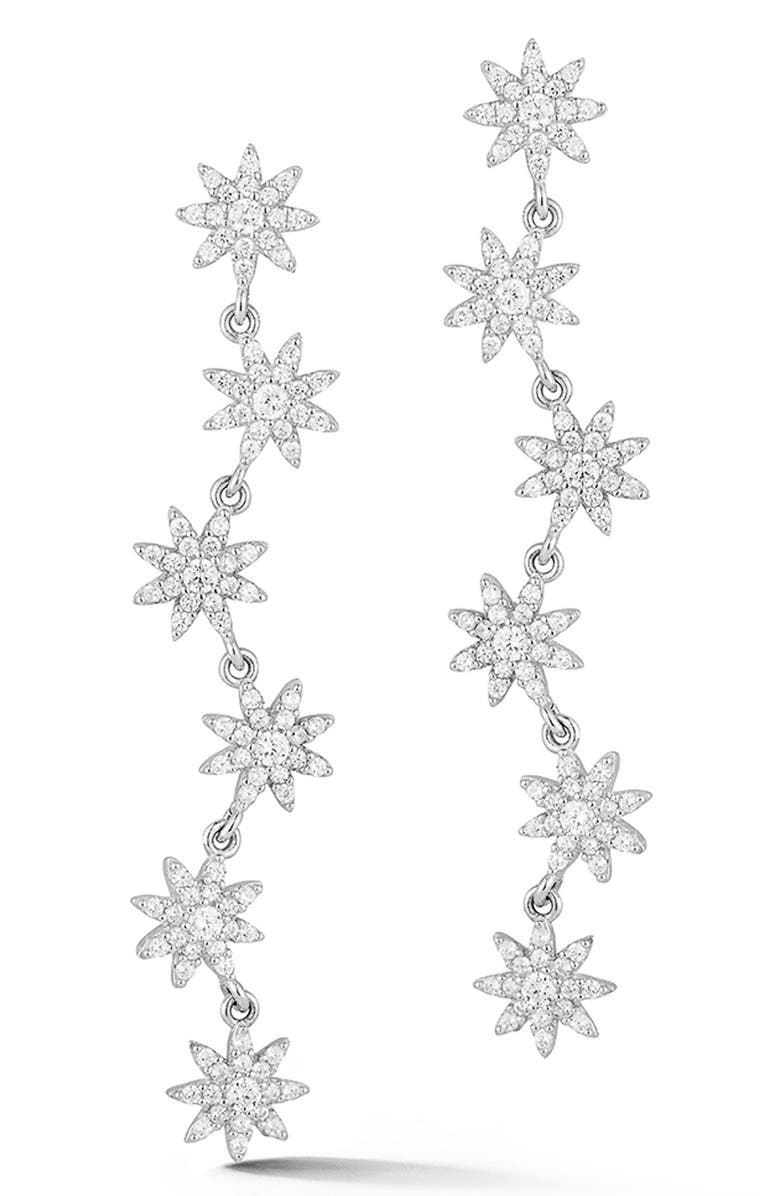 SPHERA MILANO Sterling Silver & CZ Star Drop Earrings, Main, color, 