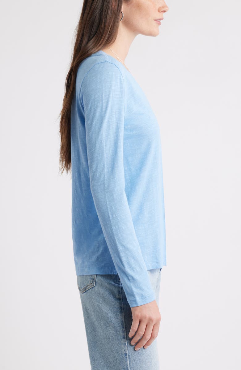 Caslon<sup>®</sup> Long Sleeve V-Neck T-Shirt, Alternate, color, Blue Robbia