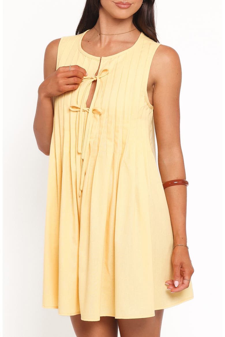 Madeline Pintuck Tie Front Minidress, Alternate, color, BUTTER YELLOW