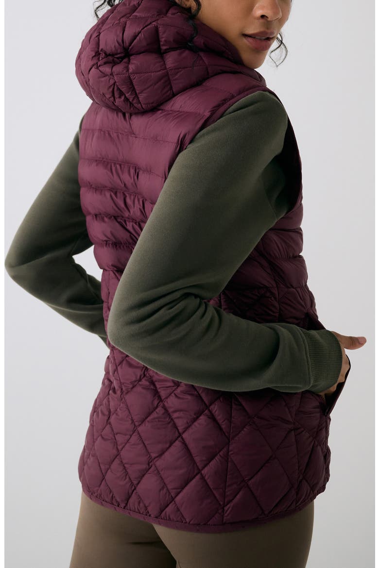The Base Water Repellent Insulated Hooded Vest, Alternate, color, DARK CHERRY