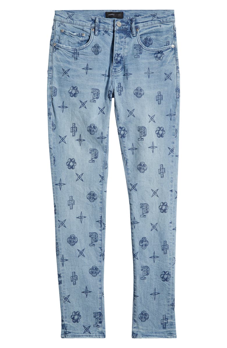 PURPLE BRAND Outlined Monogram Skinny Jeans, Alternate, color,