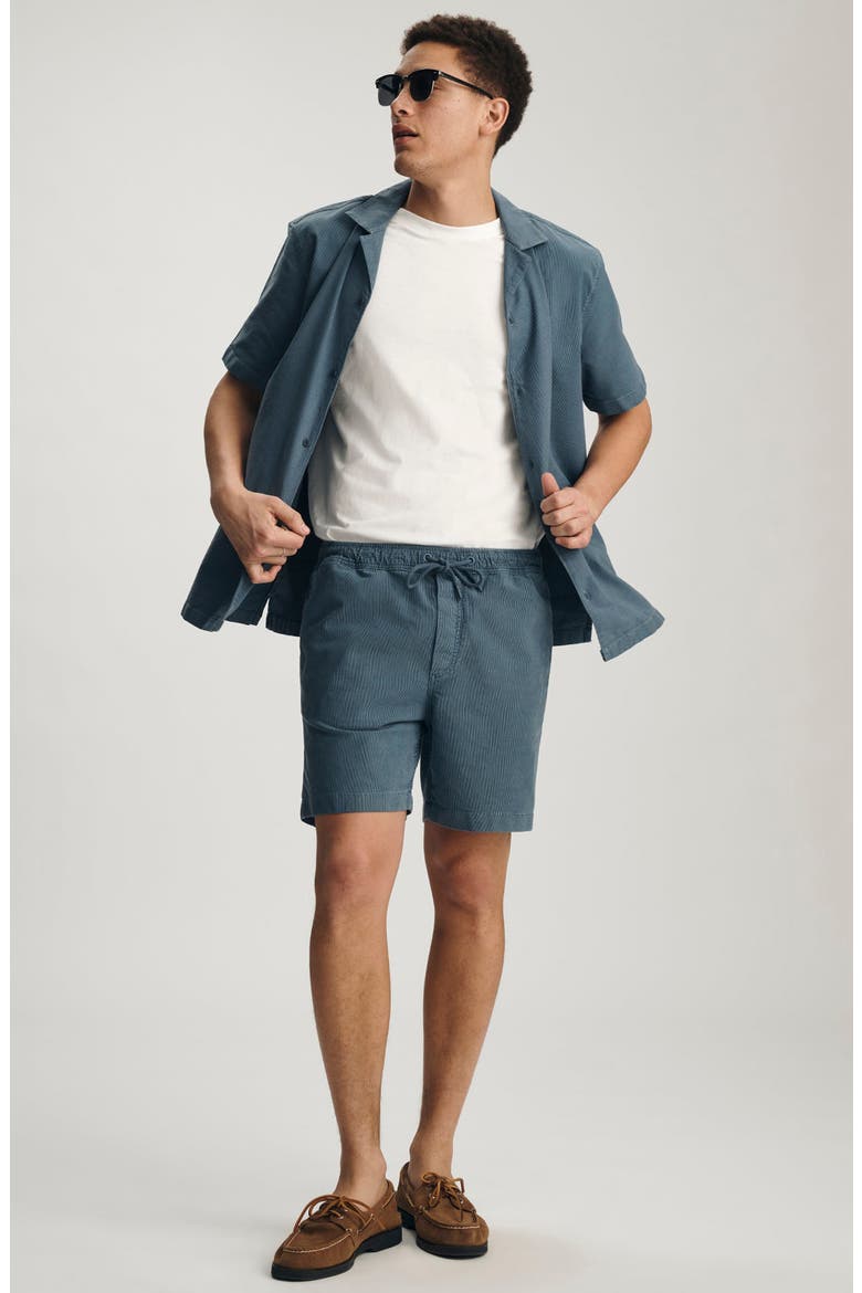 Textured Corduroy Drawstring Shorts, Alternate, color, FLINT STONE