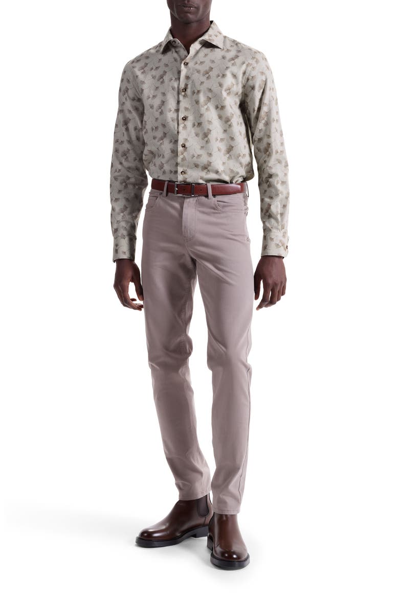 Axel Shaped Fit Floral Button-Up Shirt, Alternate, color, SAND