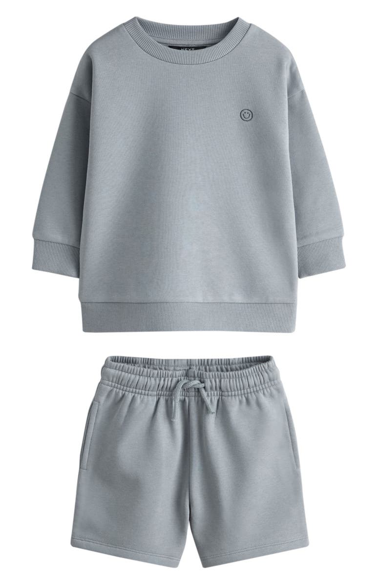 NEXT Kids' Sweatshirt & Shorts Heavyweight Jersey Set, Main, color, Grey