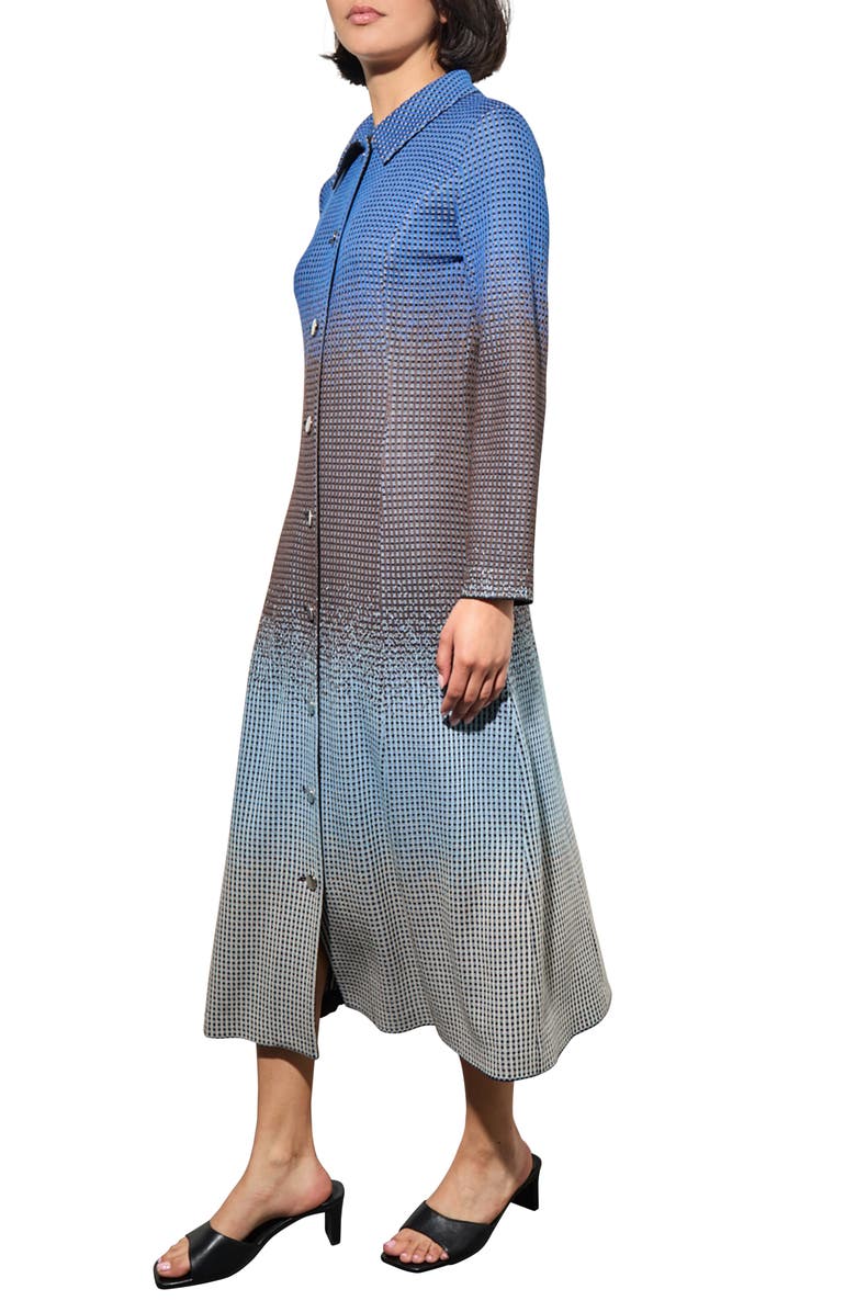 Ming Wang Ombré Jacquard Long Sleeve Knit Midi Shirtdress, Alternate, color, 
