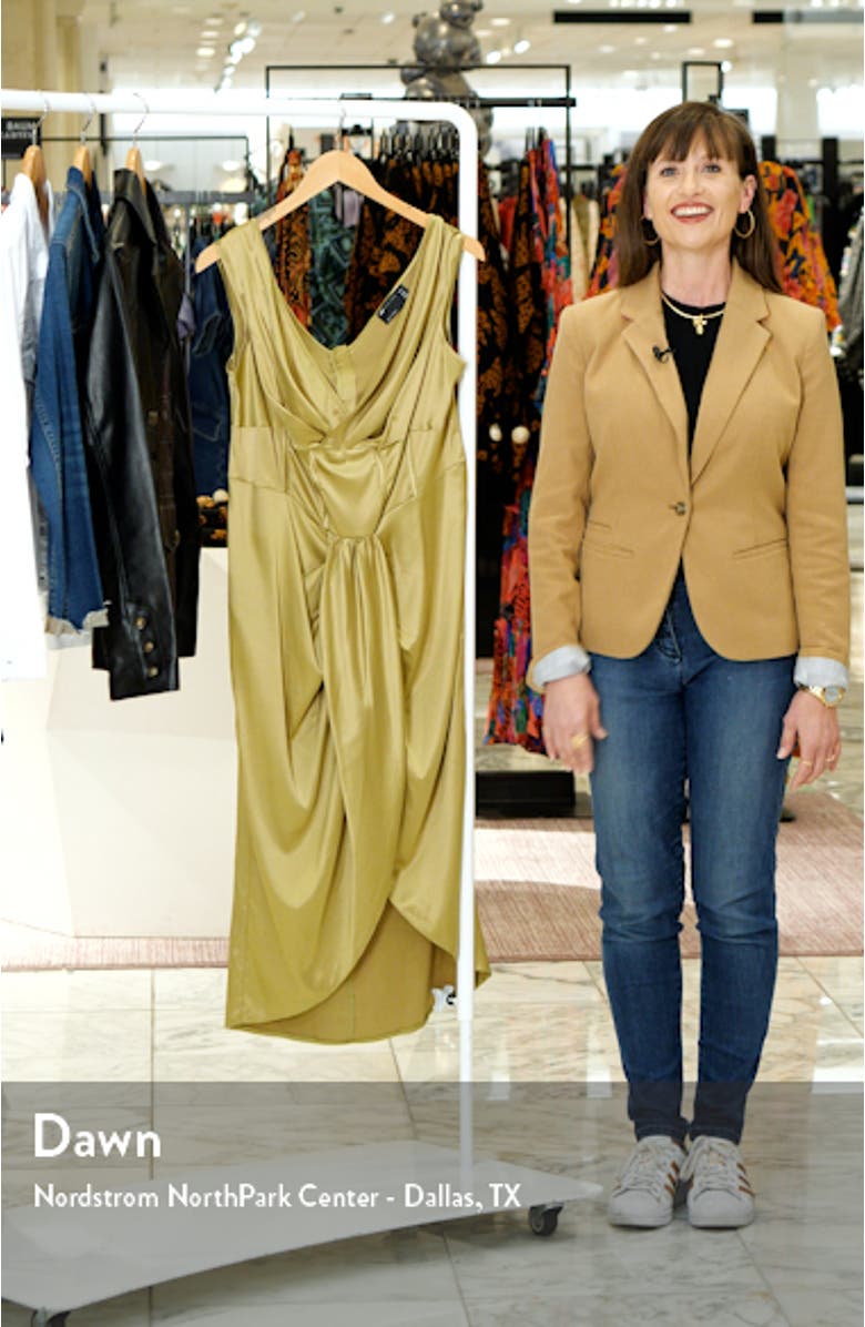 Curve Corset Off-the-Shoulder Satin Midi Dress, sales video thumbnail