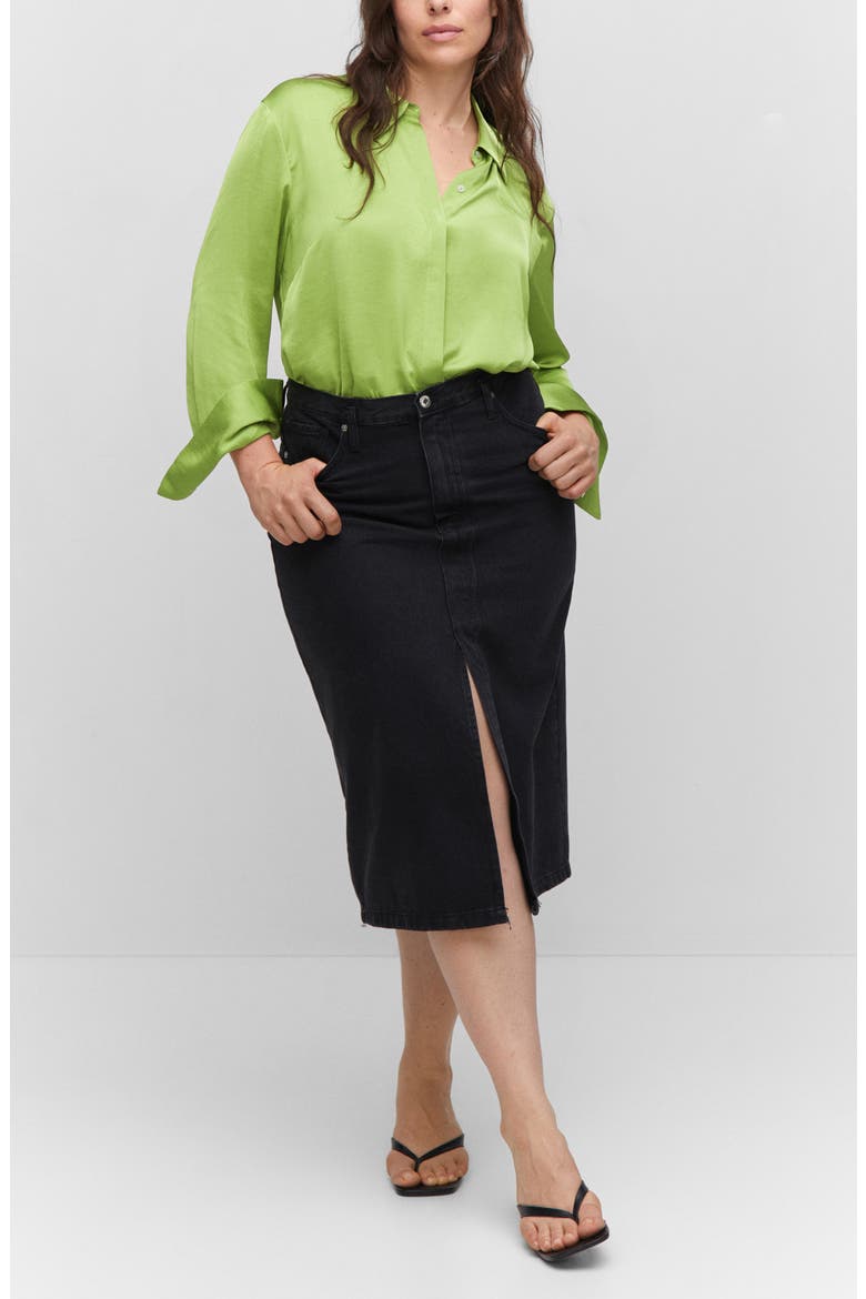 Flowy Satin Button-Up Shirt, Alternate, color, EMERALD GREEN
