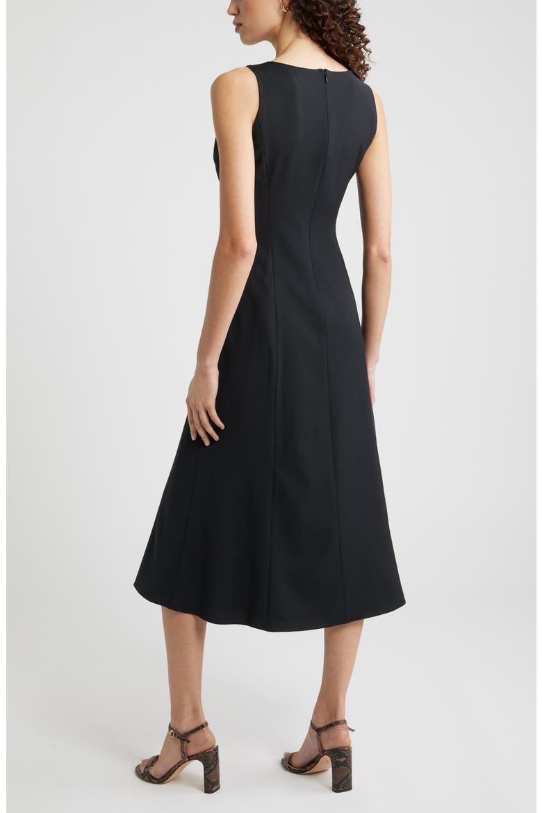 Square Neck Sleeveless Wool Blend Midi Dress, Alternate, color, BLACK