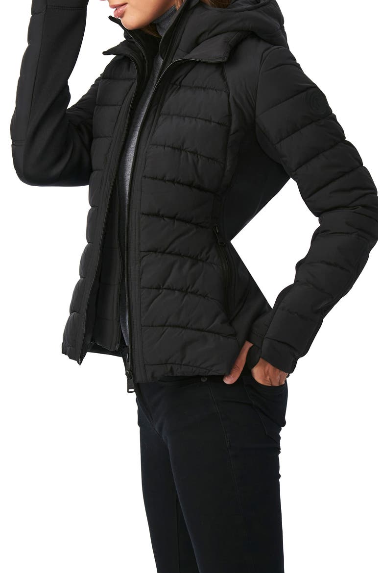 Hooded Quilted Water Repellent Jacket, Alternate, color, BLACK