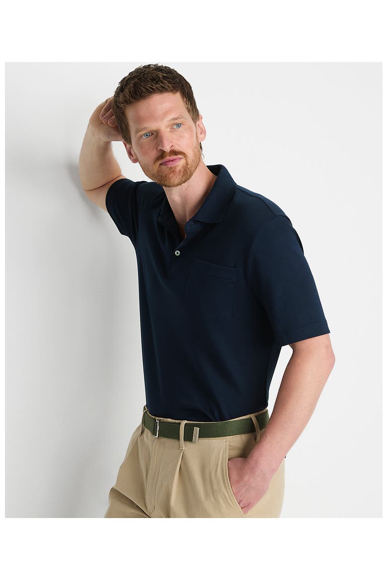 Short Sleeve Cotton Supima Polo Shirt with Pocket, Alternate, color, Radiant Navy