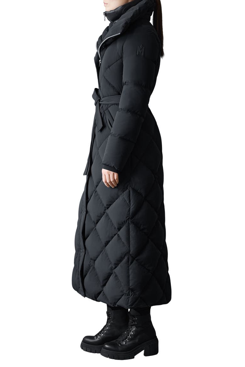 Laurella 2-in-1 Belted Quilted Down Long Coat, Alternate, color, BLACK