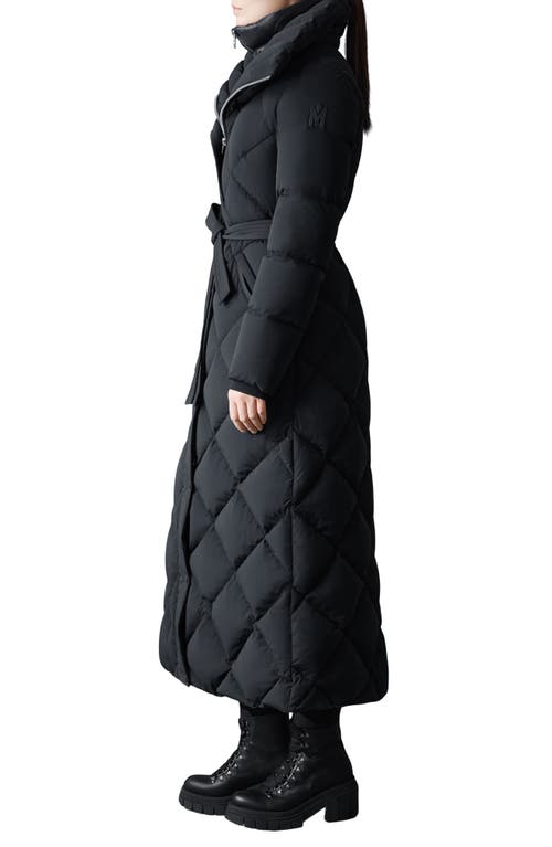 Mackage Laurella 2-in-1 Belted Quilted Down Long Coat In Black