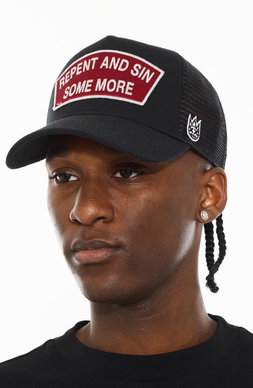 Cult Of Individuality Repent & Sin Mesh Back Trucker Hat In Black