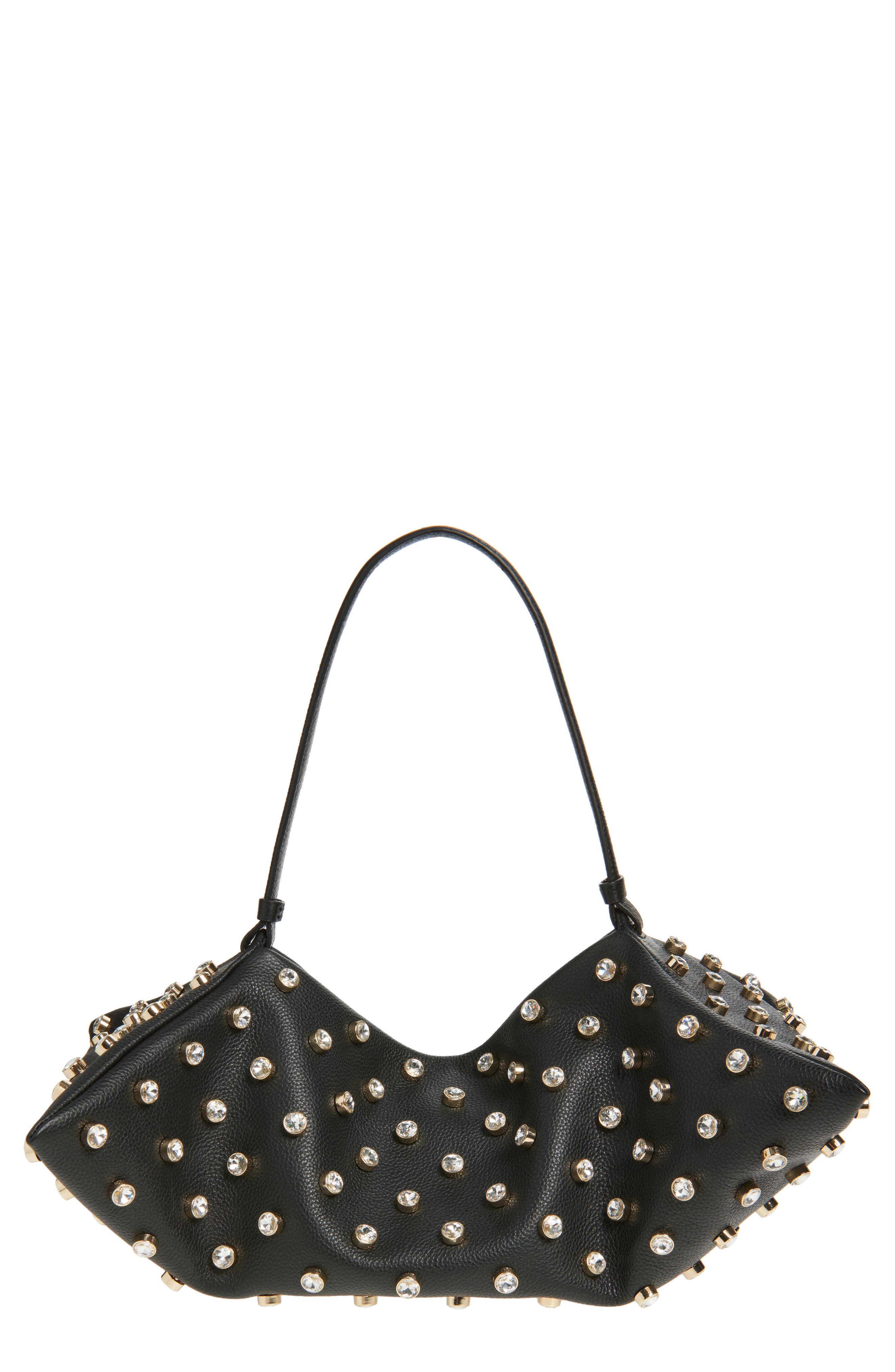 Altuzarra Origami Crystal Studded East/West Leather Bag, Main, color, Crystal Embellished