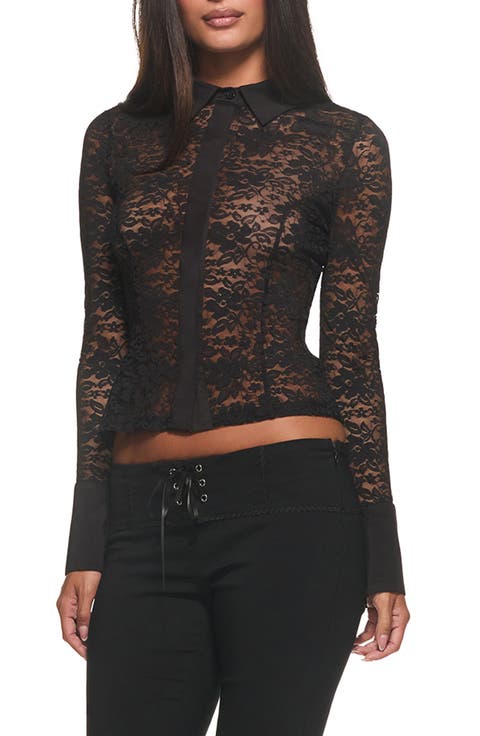 Amelise Lace Button Down Shirt