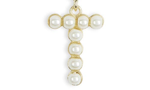 Meshmerise Imitation Pearl Initial Pendant Necklace In White