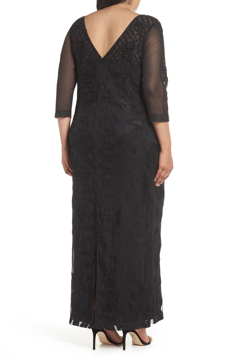 JS Collections Soutache Trim Mesh Column Gown, Alternate, color, 