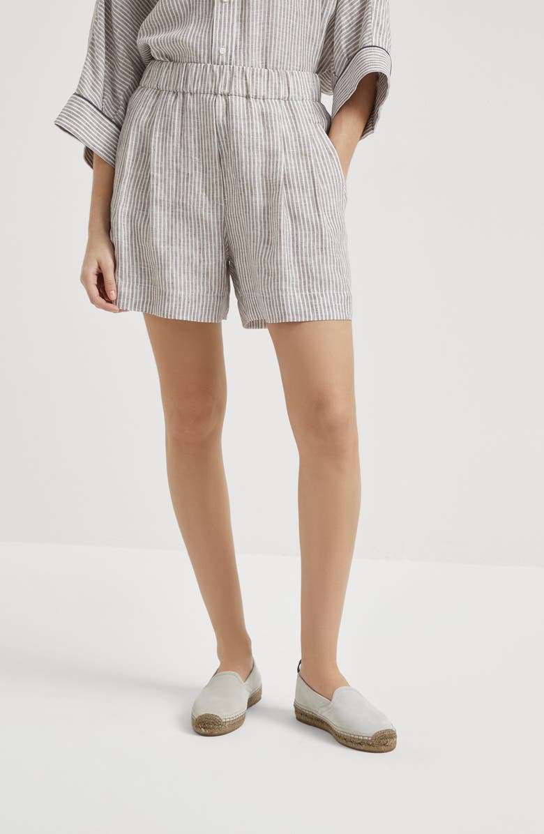 Brunello Cucinelli Striped baggy shorts, Alternate, color, 