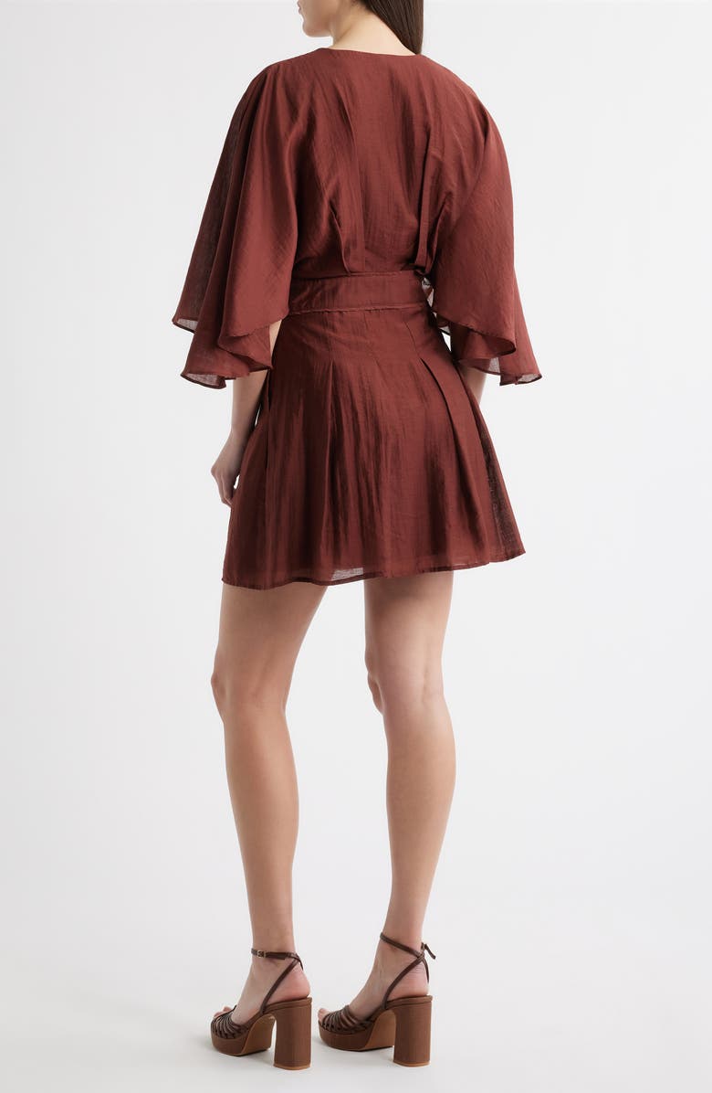 CIEBON Avaele Flutter Sleeve Minidress, Alternate, color, Brown