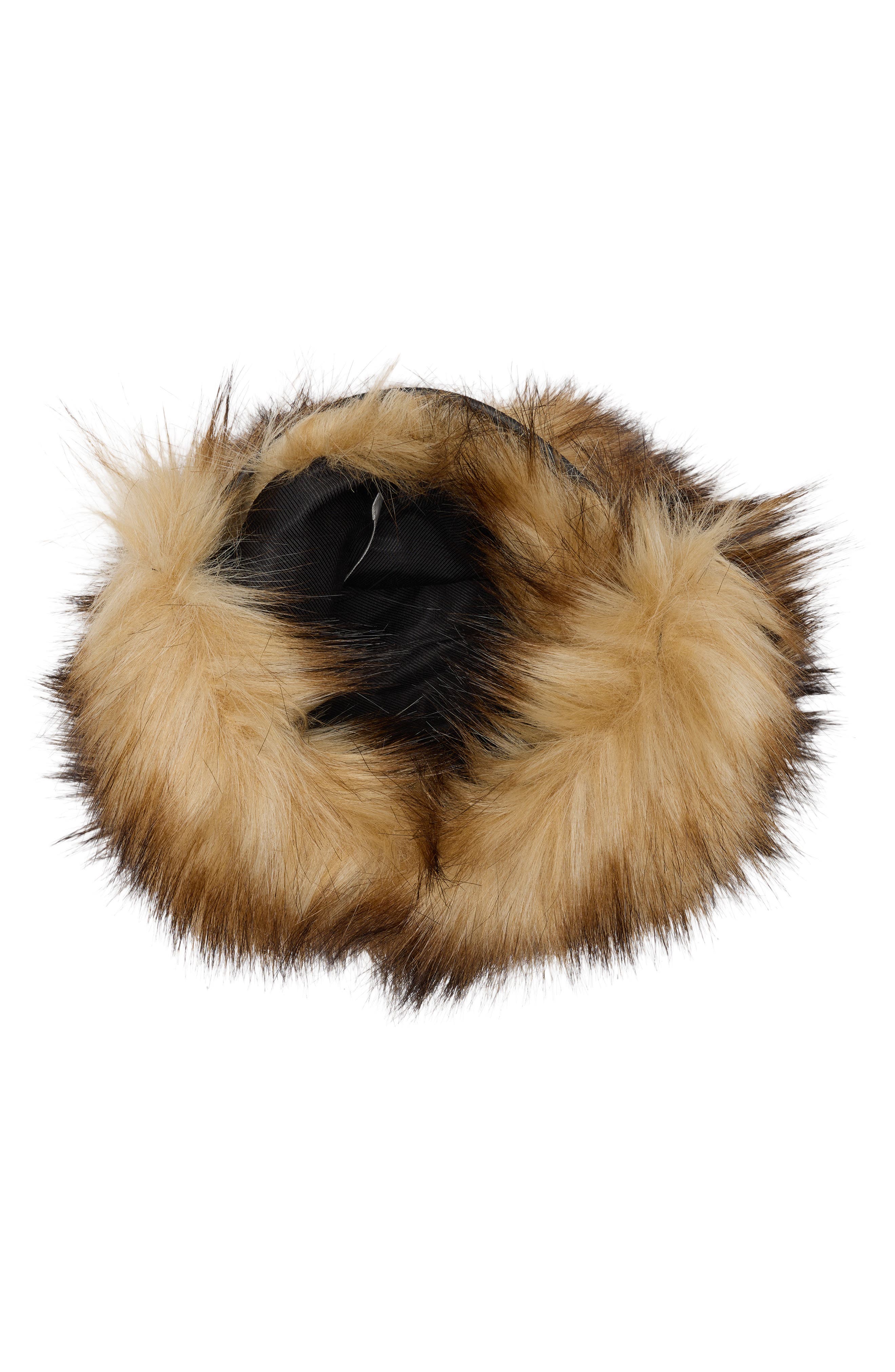 Sia Faux Fur Handbag, Alternate, color, BROWN