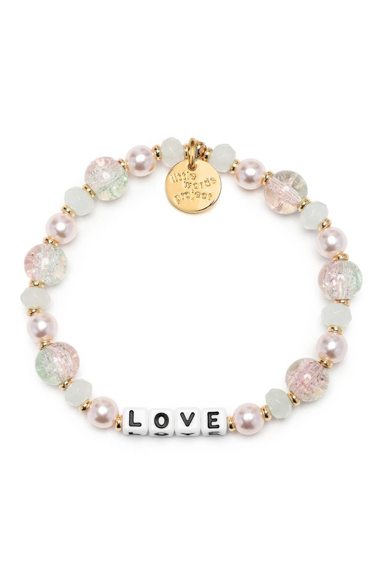 Love Beaded Stretch Bracelet, Main, color, PINK MULTI
