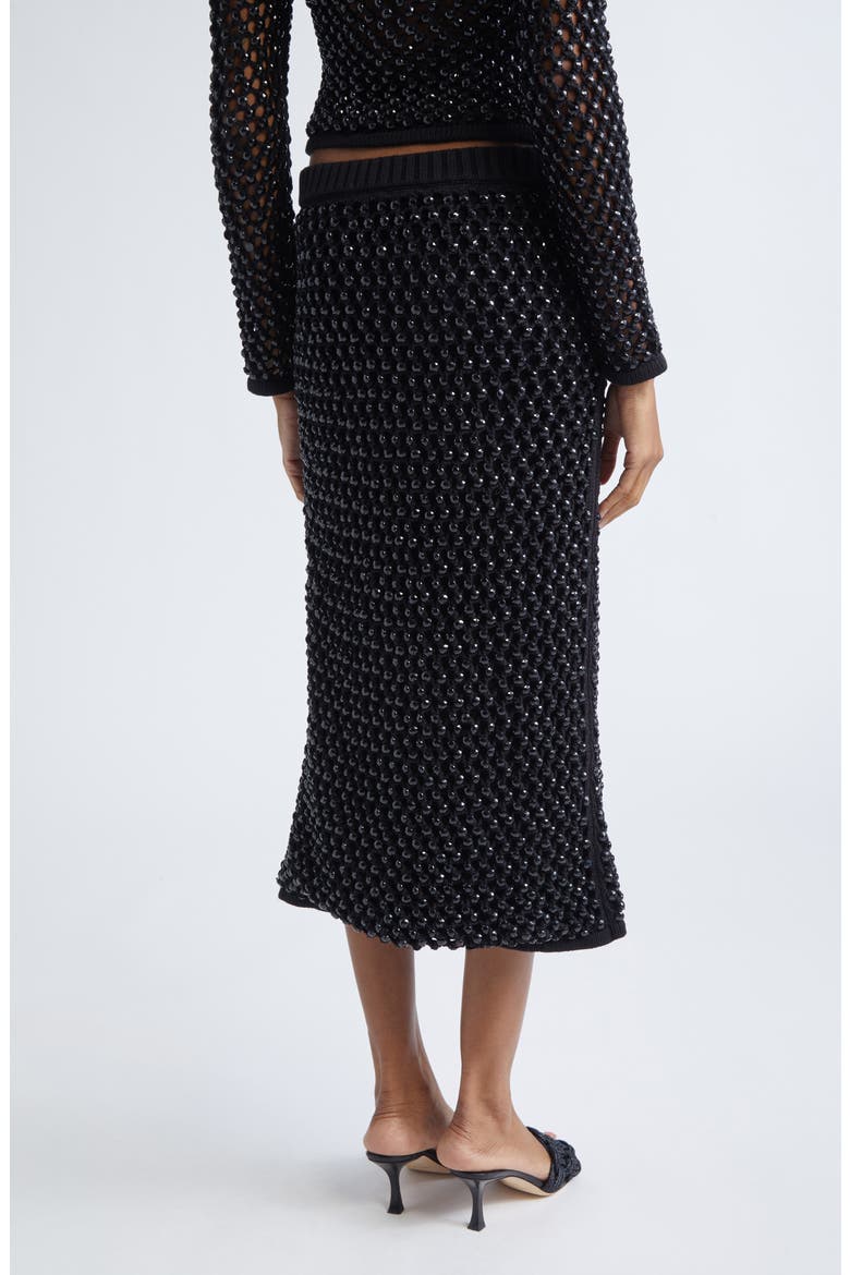 Spice Embellished Fishnet Sweater Skirt, Alternate, color, BLACK