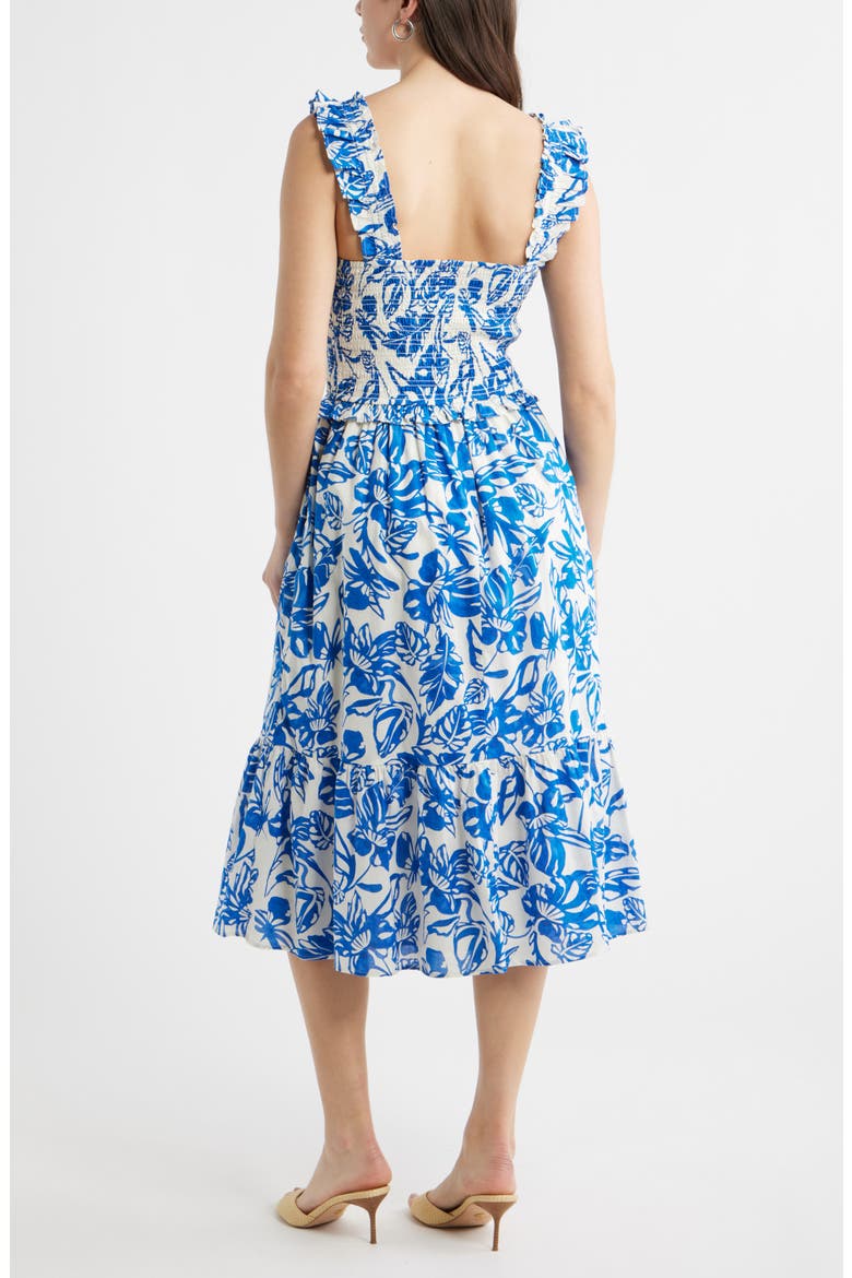 Smocked Tiered Sundress, Alternate, color, IVORY- BLUE ELLIE BLOSSOM