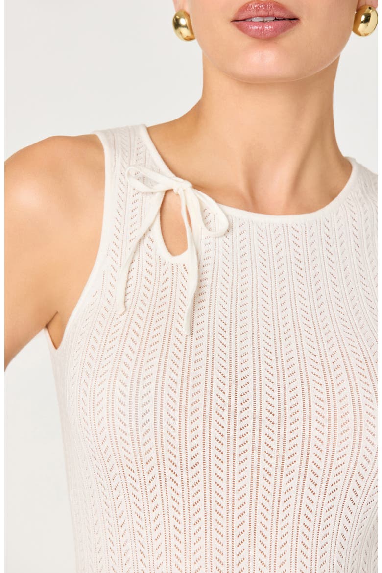 Alyse Cotton Blend Pointelle Sleeveless Sweater, Alternate, color, WHITE