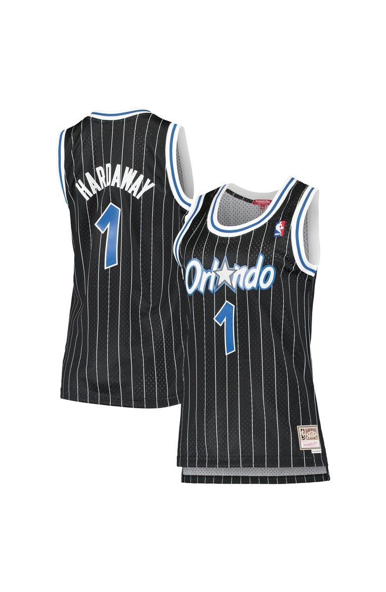 Mitchell & Ness Women's Mitchell & Ness Penny Hardaway Black Orlando Magic 1994/95 Hardwood Classics Swingman Jersey, Main, color,