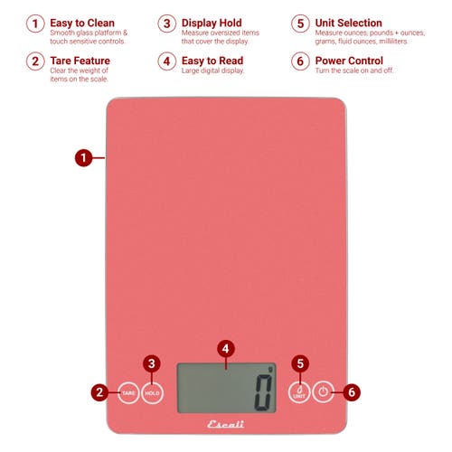 Escali Arti Glass Digital Scale In Pink
