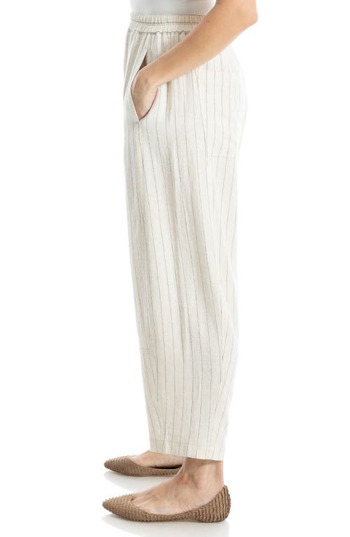 Max Studio Stripe Linen Blend Barrel Pants In Natural/black